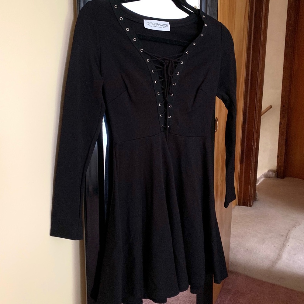 LITTLE BLACK LACE- UP DRESS